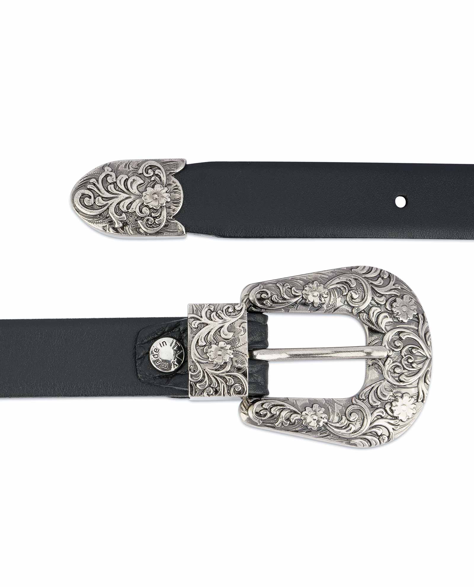 Buy Black Western Belt Womens | 1 inch Antique Silver Buckle | www.semadata.org