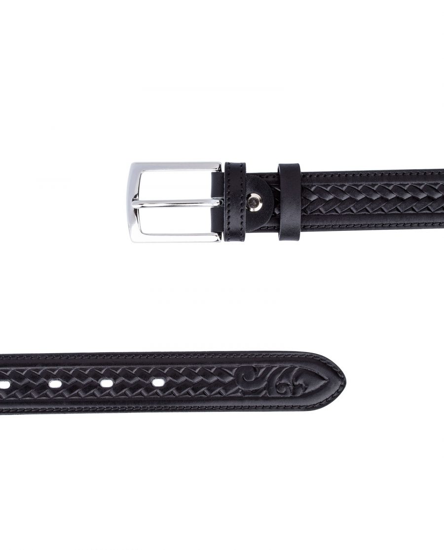 Black-Embossed-Braided-Belt-Both-ends