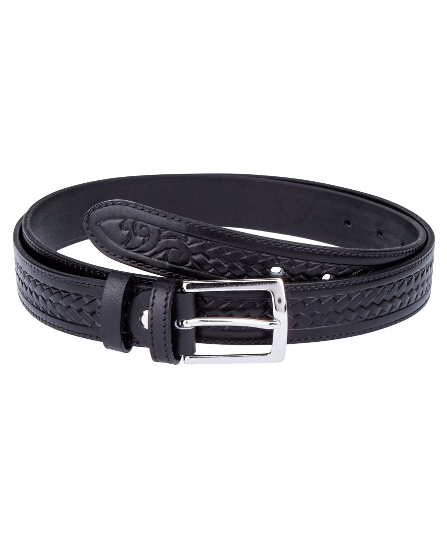 Black-Embossed-Braided-Belt-Front-image