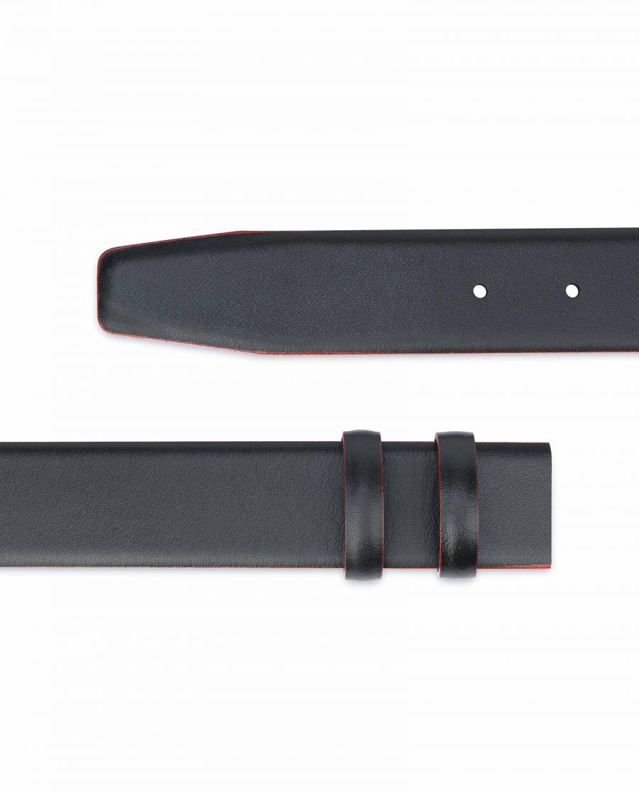Black-Leather-Belt-Strap-Red-Feather-Edges-Replacement-strap
