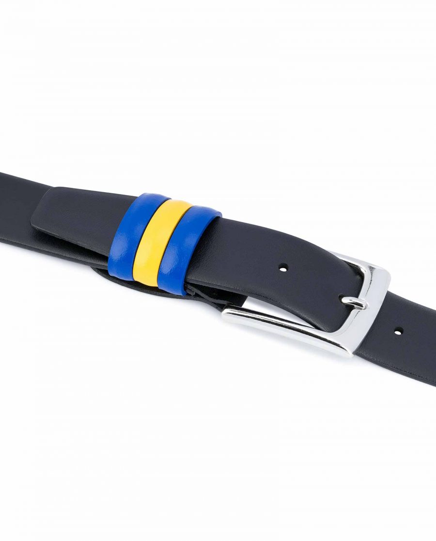 Black-Leather-Belt-with-Sweden-Flag-Colors-Smooth-calfskin