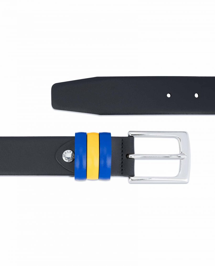 Black-Leather-Belt-with-Sweden-Flag-Colors-Top-quality