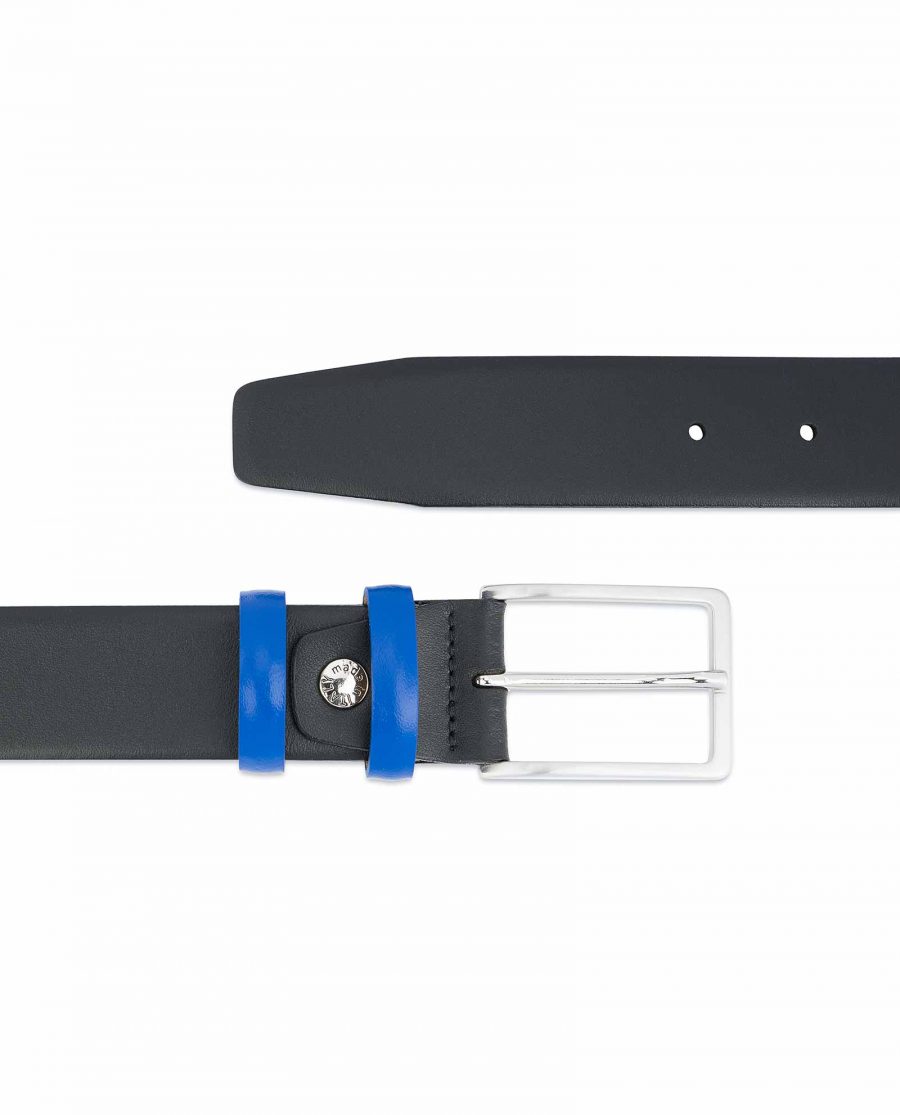 Black-Mens-Belt-with-Blue-Leather-Loops-High-quality