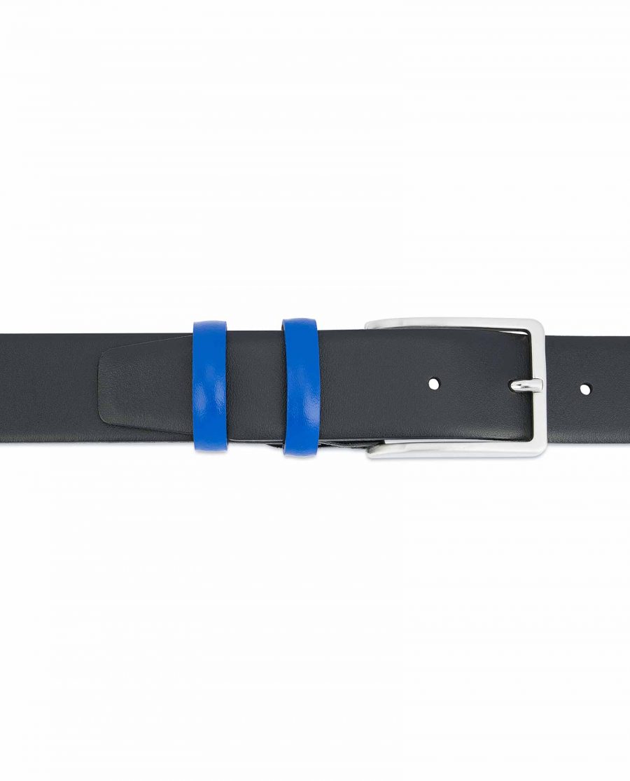 Black-Mens-Belt-with-Blue-Leather-Loops-On-jeans