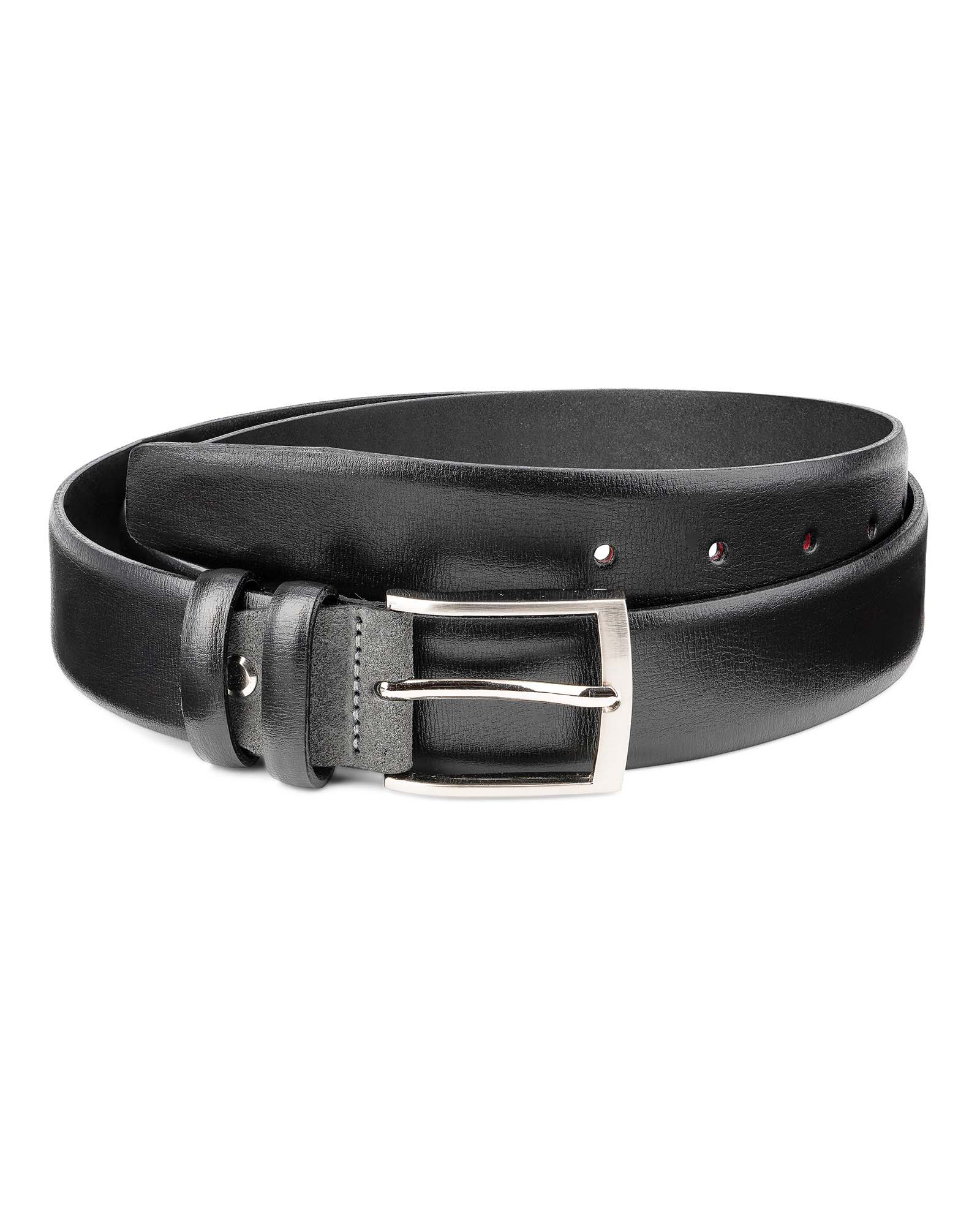 Blue Suede Italian leather belt Men's belts online Custom buckle by Capo Pelle