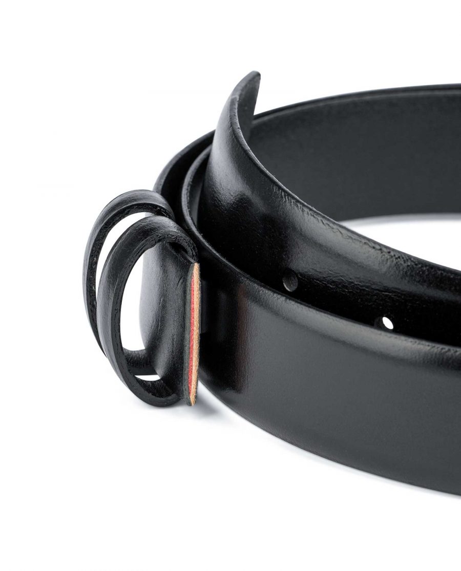 Black-Vegetable-Tanned-Leather-Belt-Strap-Loops