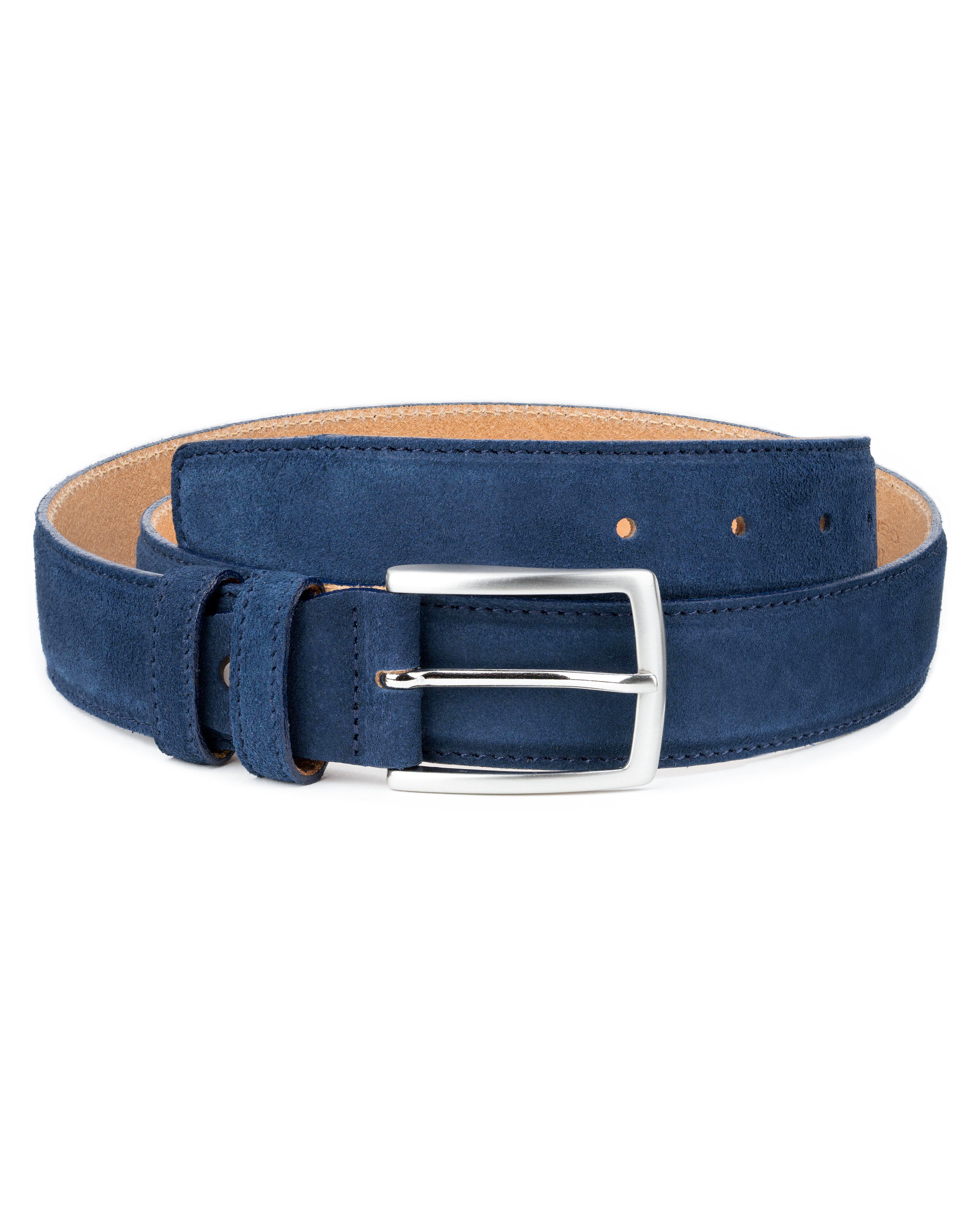 Dark Blue Suede Belt Men's belts Genuine Italian Leather Navy casual Capo Pelle