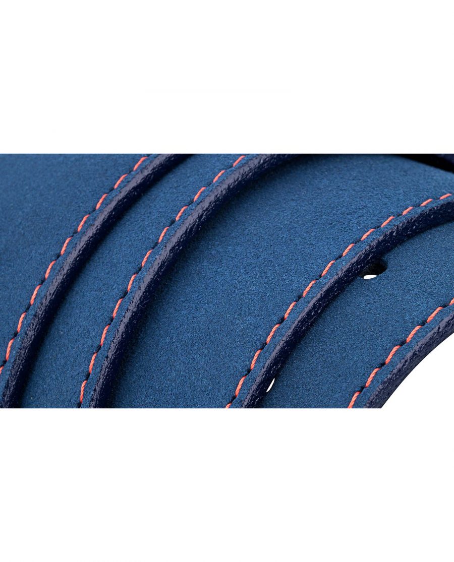 Blue-Suede-Strap-Red-Stitch-Rolled-strap