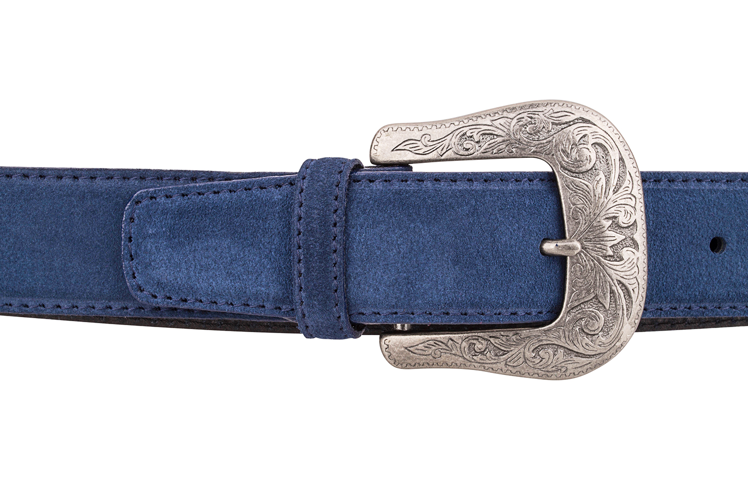 Mens Western Belts Antique silver belt buckles Cowboy Cowgirl Blue suede leather