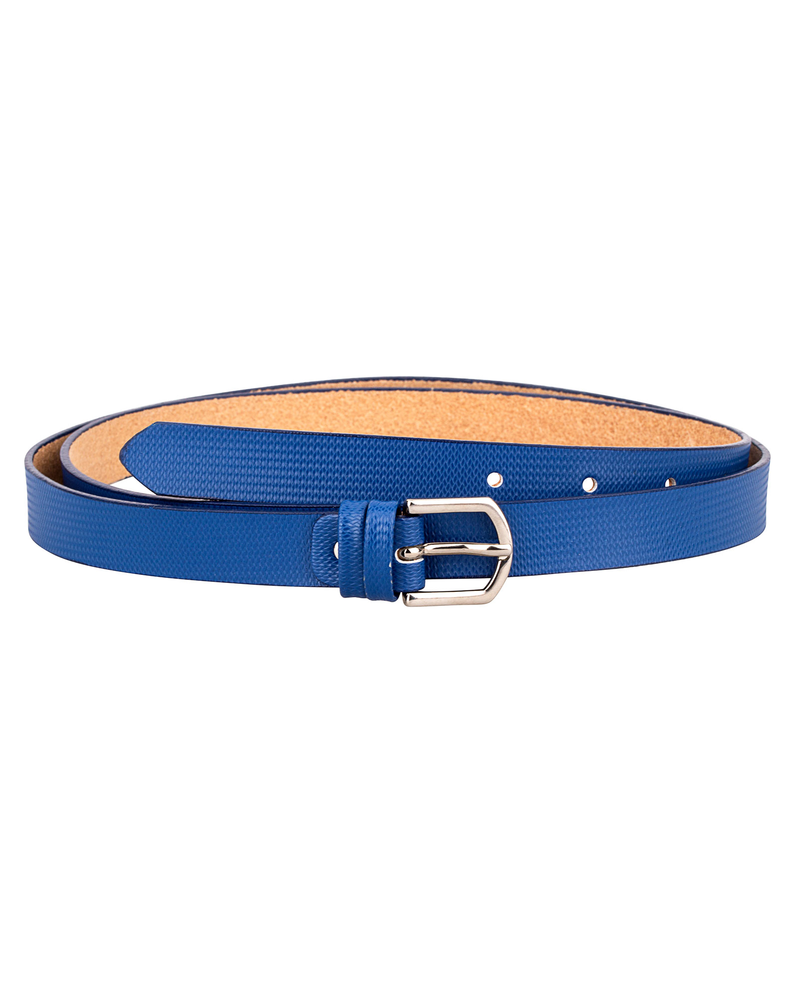 Buy Blue Leather Belt for Women - Skinny Embossed - Free Shipping