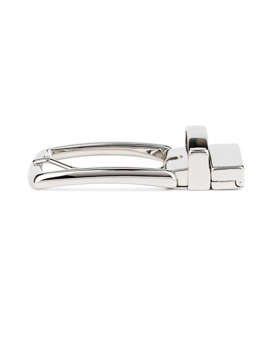 Italian-Reversible-Belt-Buckle-Silver-Nickel-35-mm-Side-view