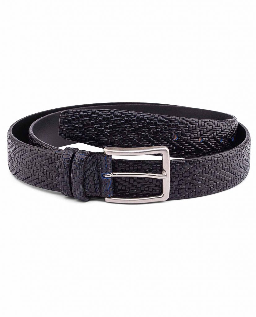 Capo Pelle Mens Leather Belts Blue Suede Dress belt Italian designer Sz 34 