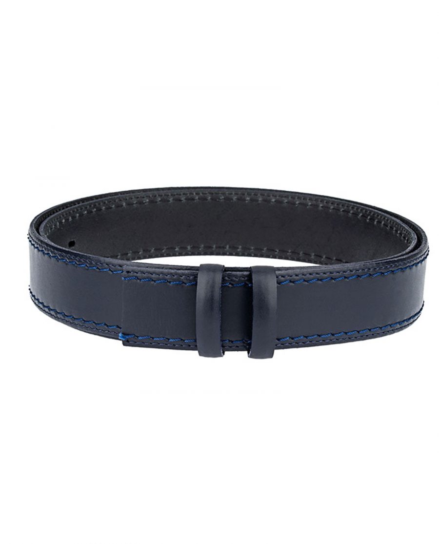 Navy-Leather-Belt-Strap-Blue-Thread-Front-Image