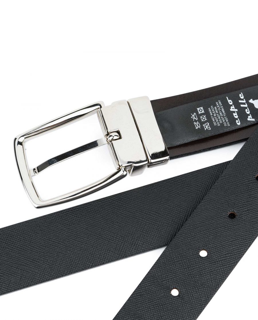 Reversible-Black-Brown-Saffiano-Leather-Belt-Reverse-side