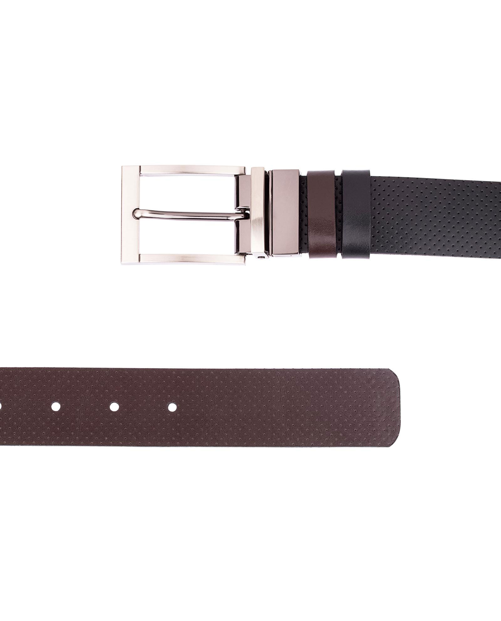 Buy Reversible Men's Belt - Black Brown Perforated Leather - Free Ship