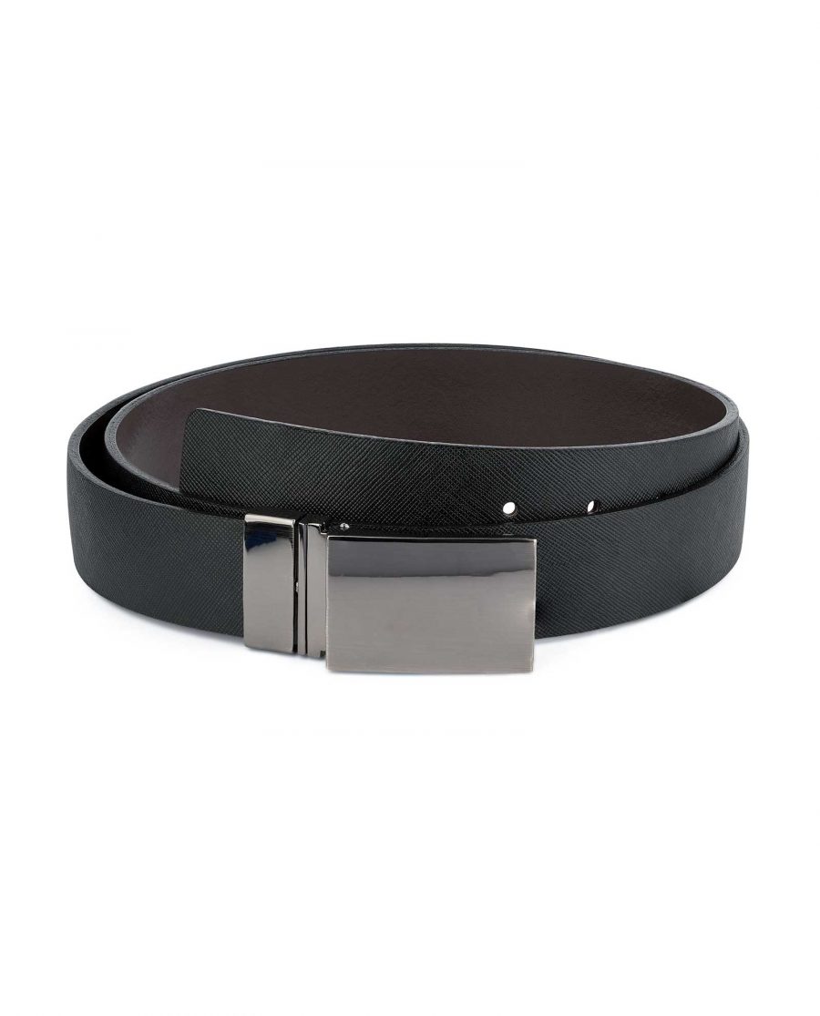 Reversible-Saffiano-Belt-with-Twist-Buckle-Mens-Leather-First-picture