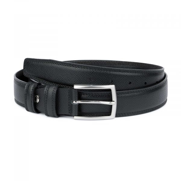 Saffiano-Black-Leather-Belt-Mens-Dress-Capo-Pelle