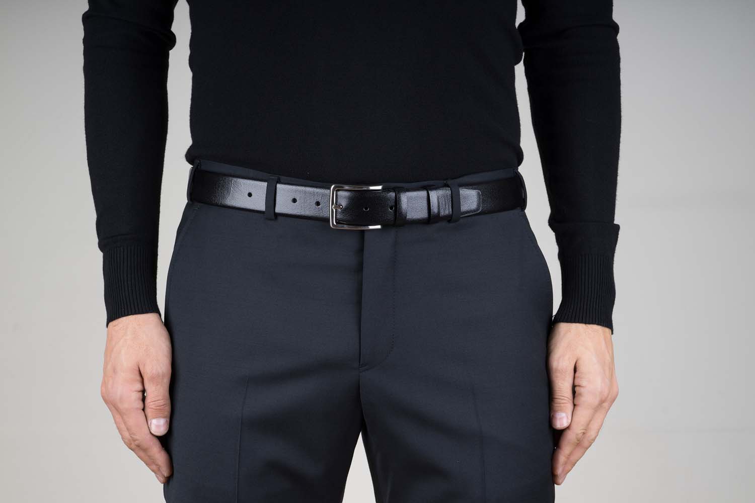 Buy Smooth Mens Black Leather Belt | Italian Calfskin | Free shipping!