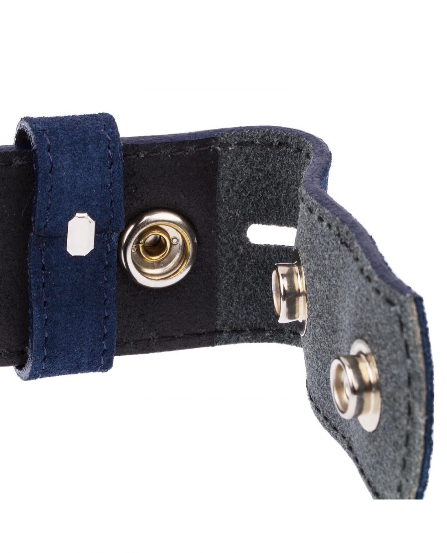 Snap-On-Belt-Strap-Suede-Navy-Front-Bcukle-fit-buttons