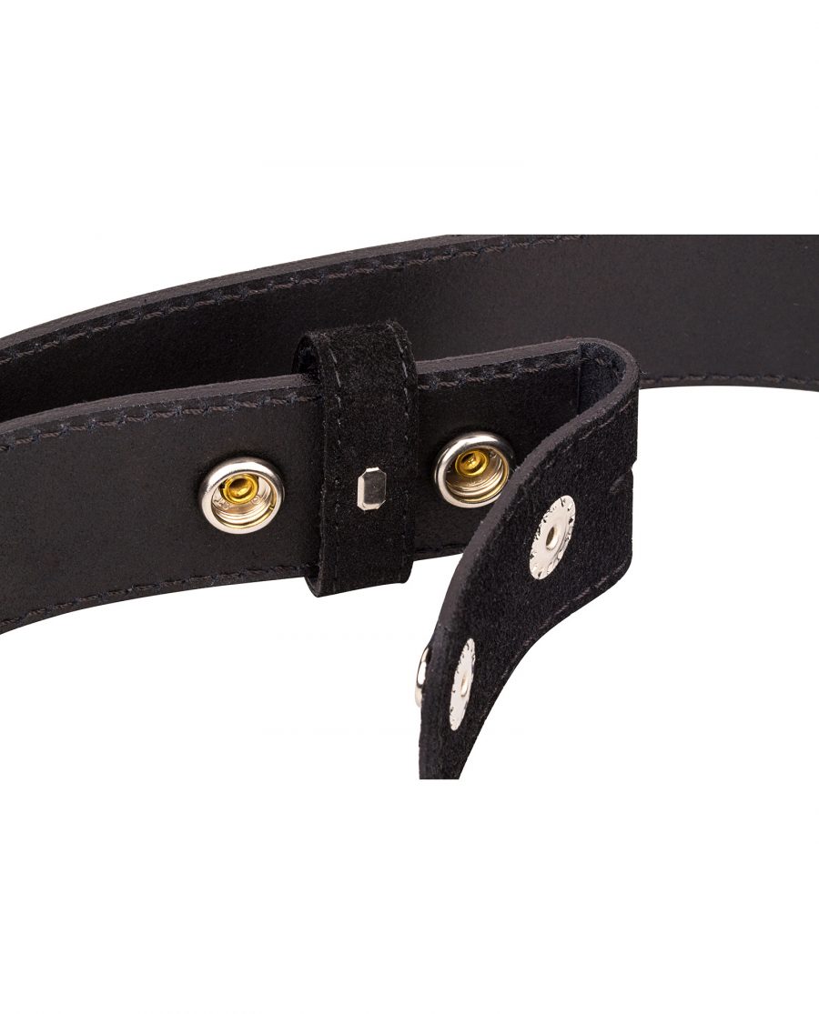 Snap-on-belt-strap-suede-black-buckle-mount