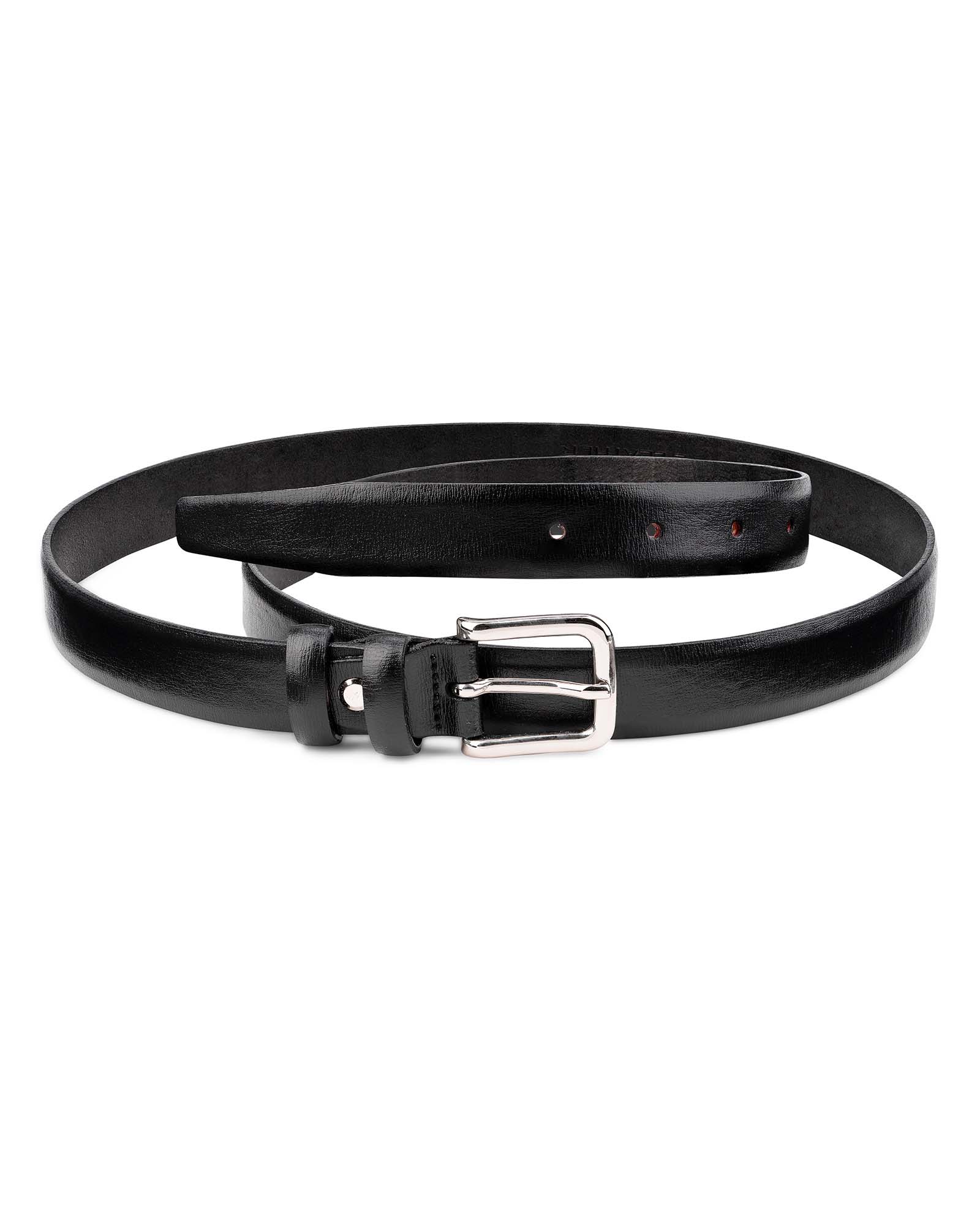 Thin Leather Belt Strap with Smooth Grain Finish 1 Wide with Snaps 