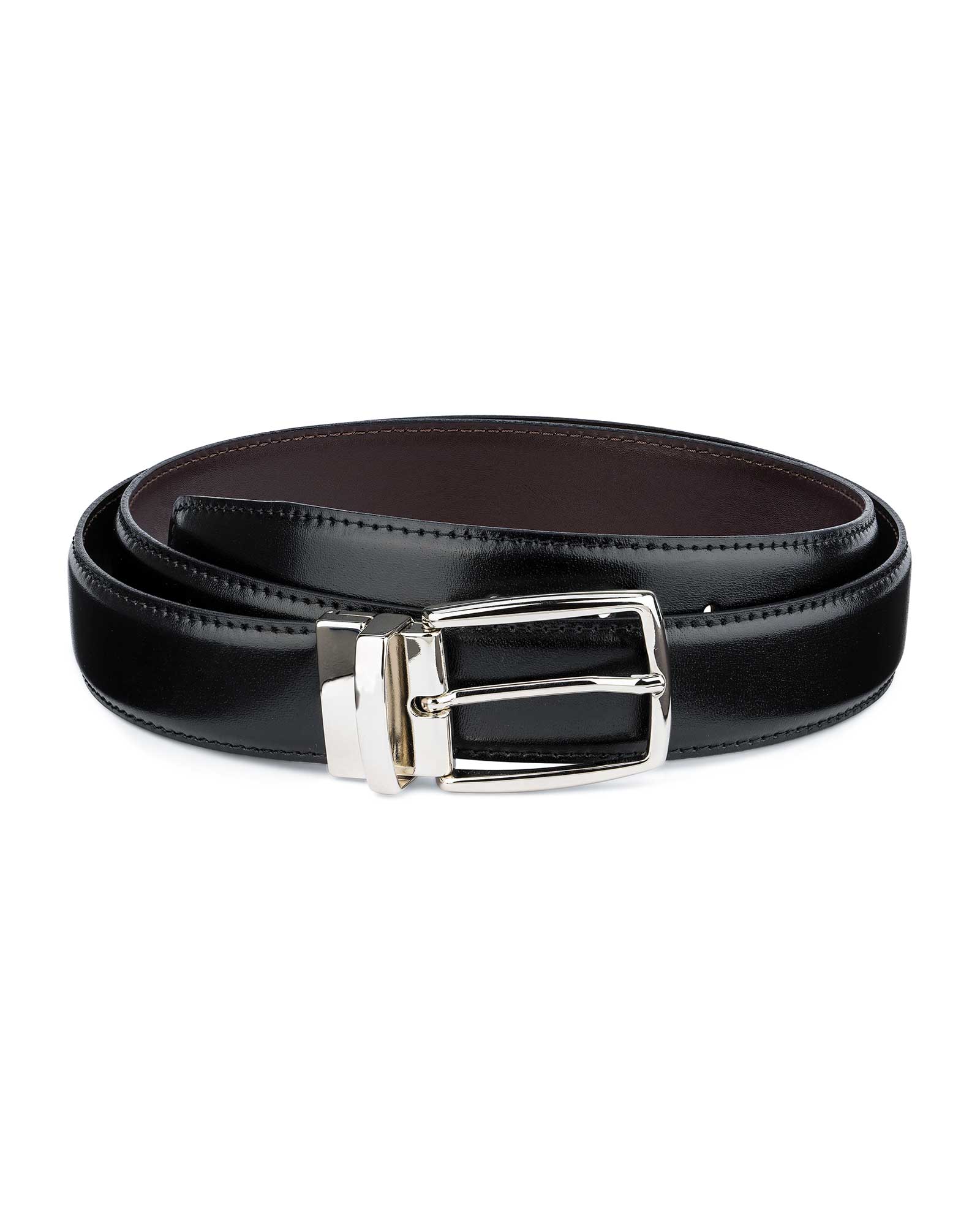 Brown Leather Belt Men's Reversible Black 