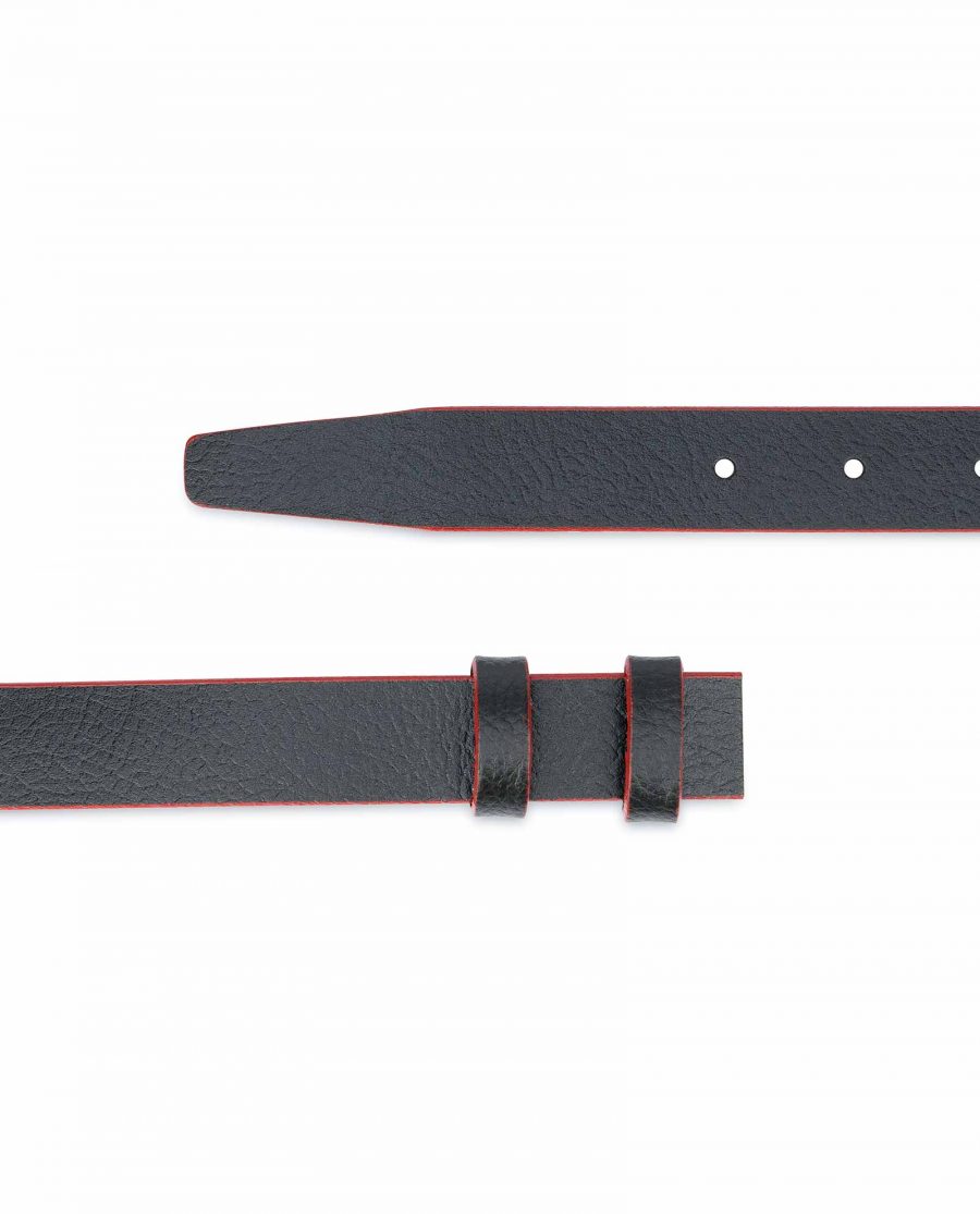 1-Inch-Black-Thin-Belt-Without-Buckle-Red-Edges-Italian-Leather