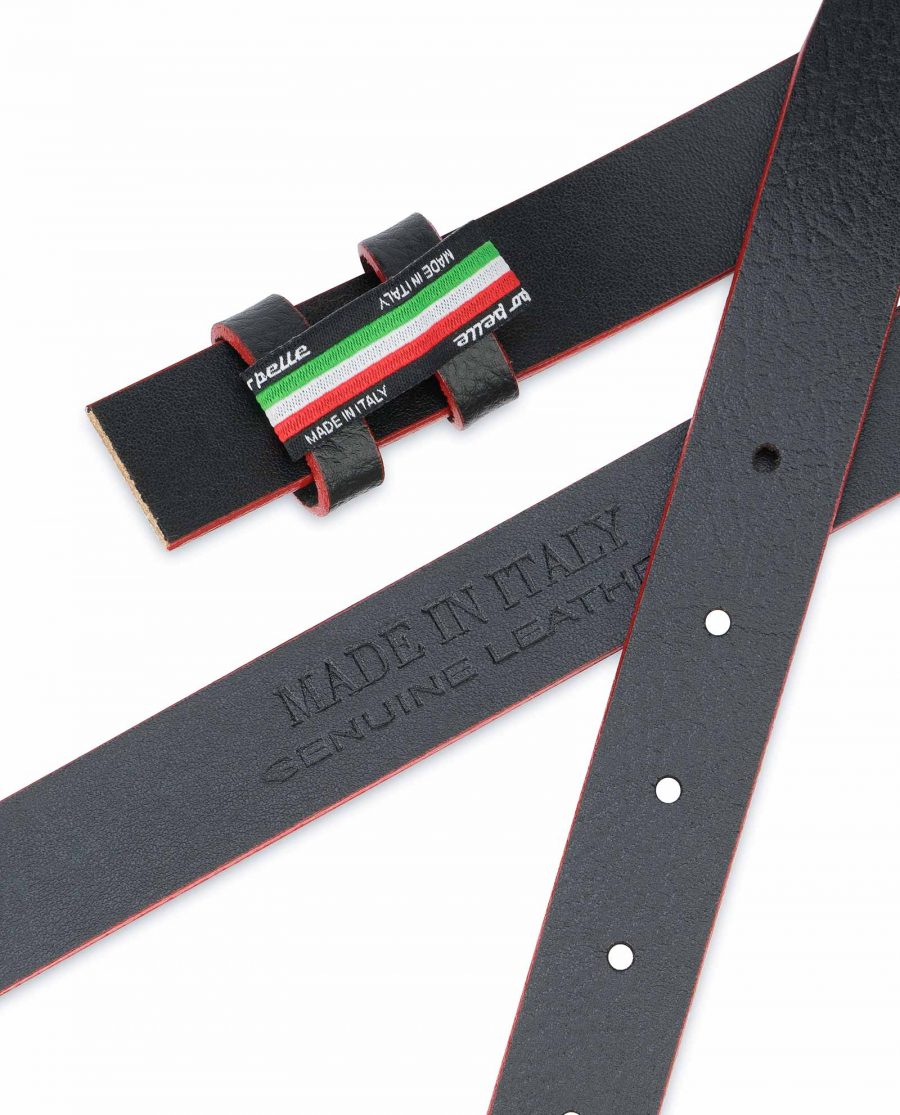 1-Inch-Black-Thin-Belt-Without-Buckle-Red-Edges-Replacement