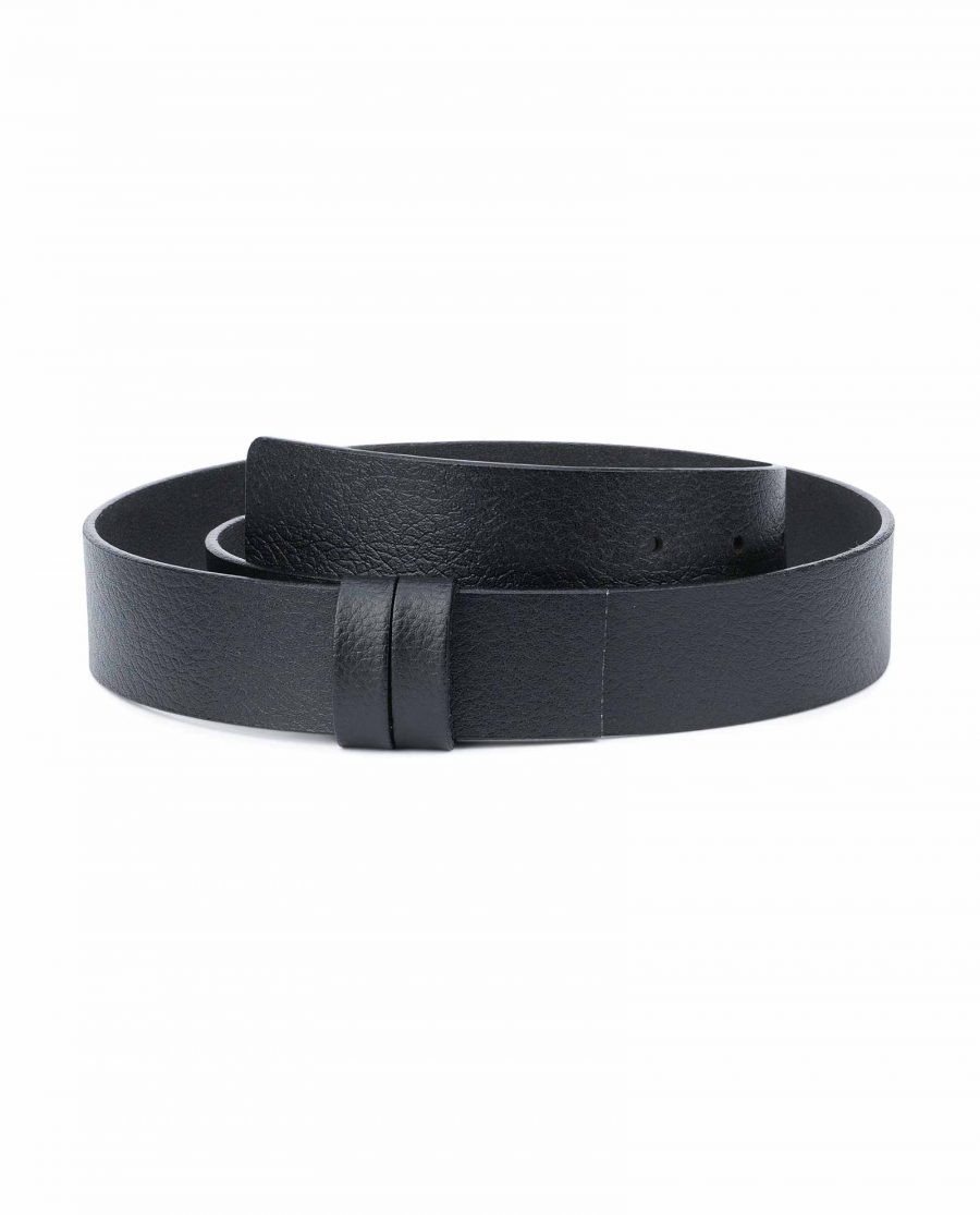 Black Leather Belt No Buckle Replacement Strap Capo Pelle