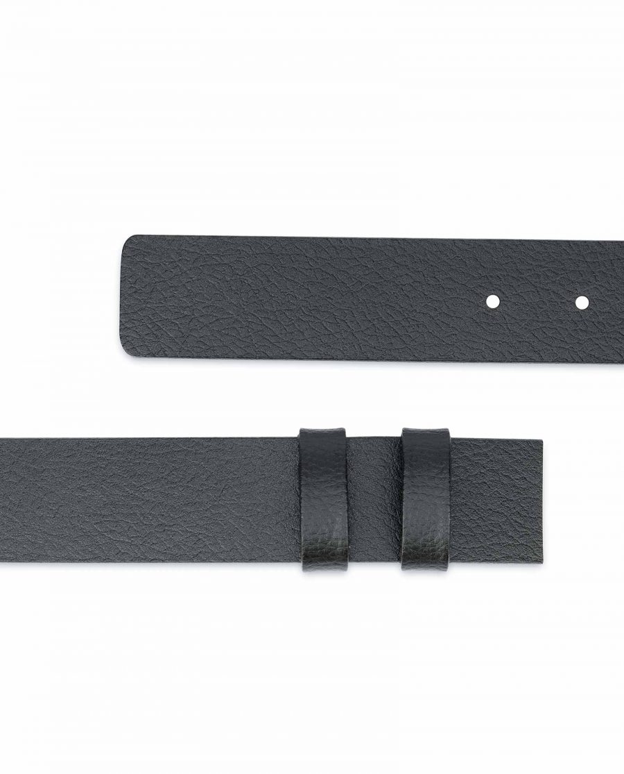 Black Leather Belt No Buckle Replacement Strap Pebbled