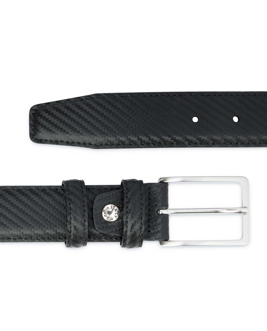 Black-Mens-Leather-Belt-Carbon-Print-Luxury-accessories