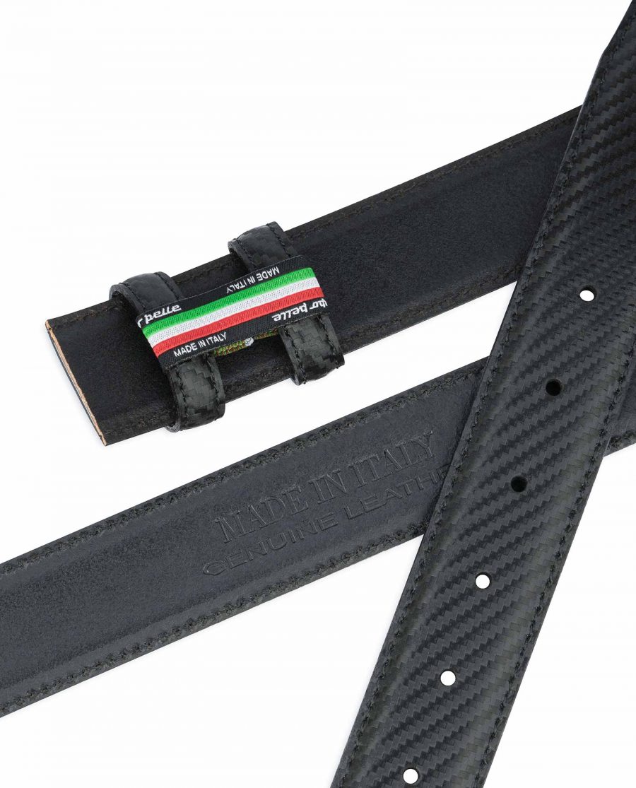 Carbon-Fiber-Leather-Belt-Without-Buckle-Black-1-3-8-inch-Italian