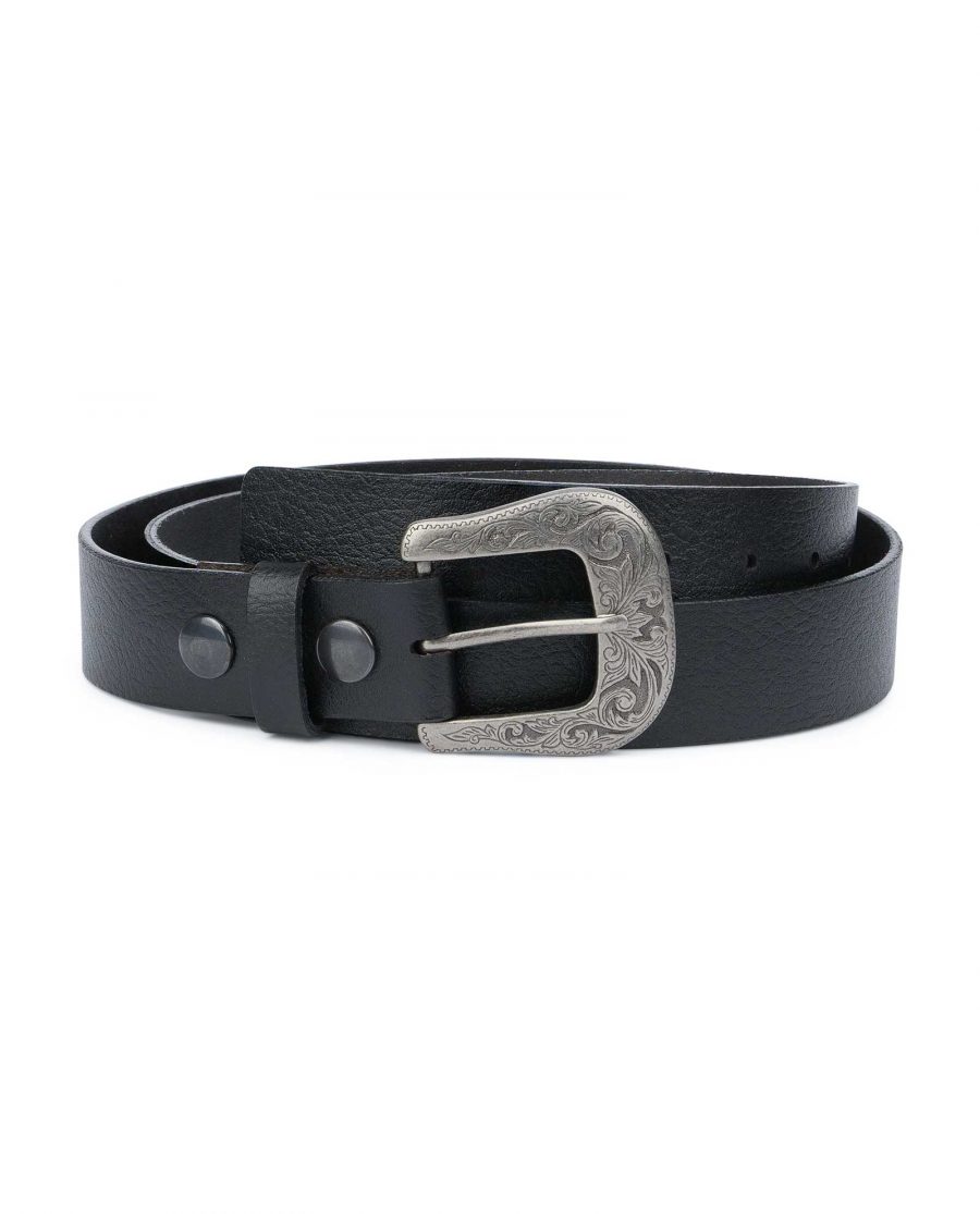 Mens’ Black Western Belt with Removable Buckle Capo Pelle