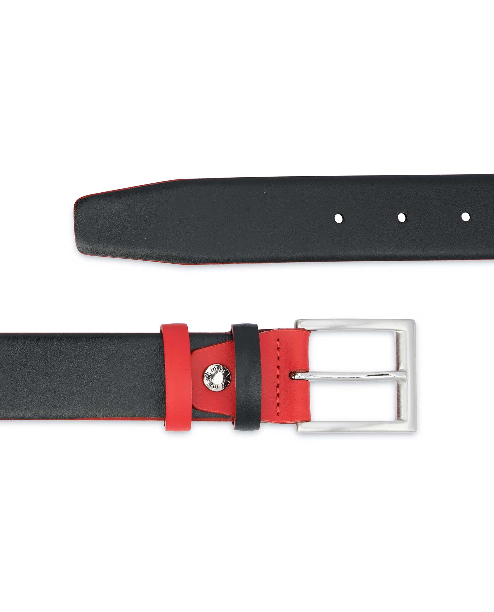 Buy Men's Designer Belt | Black with Red | LeatherBeltsOnline.com