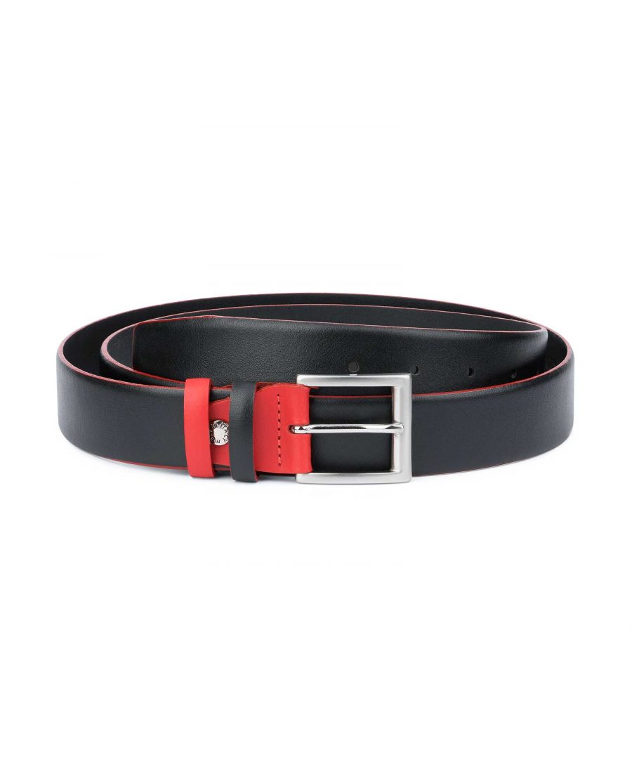 Men’s Designer Belt Black with Red Capo Pelle