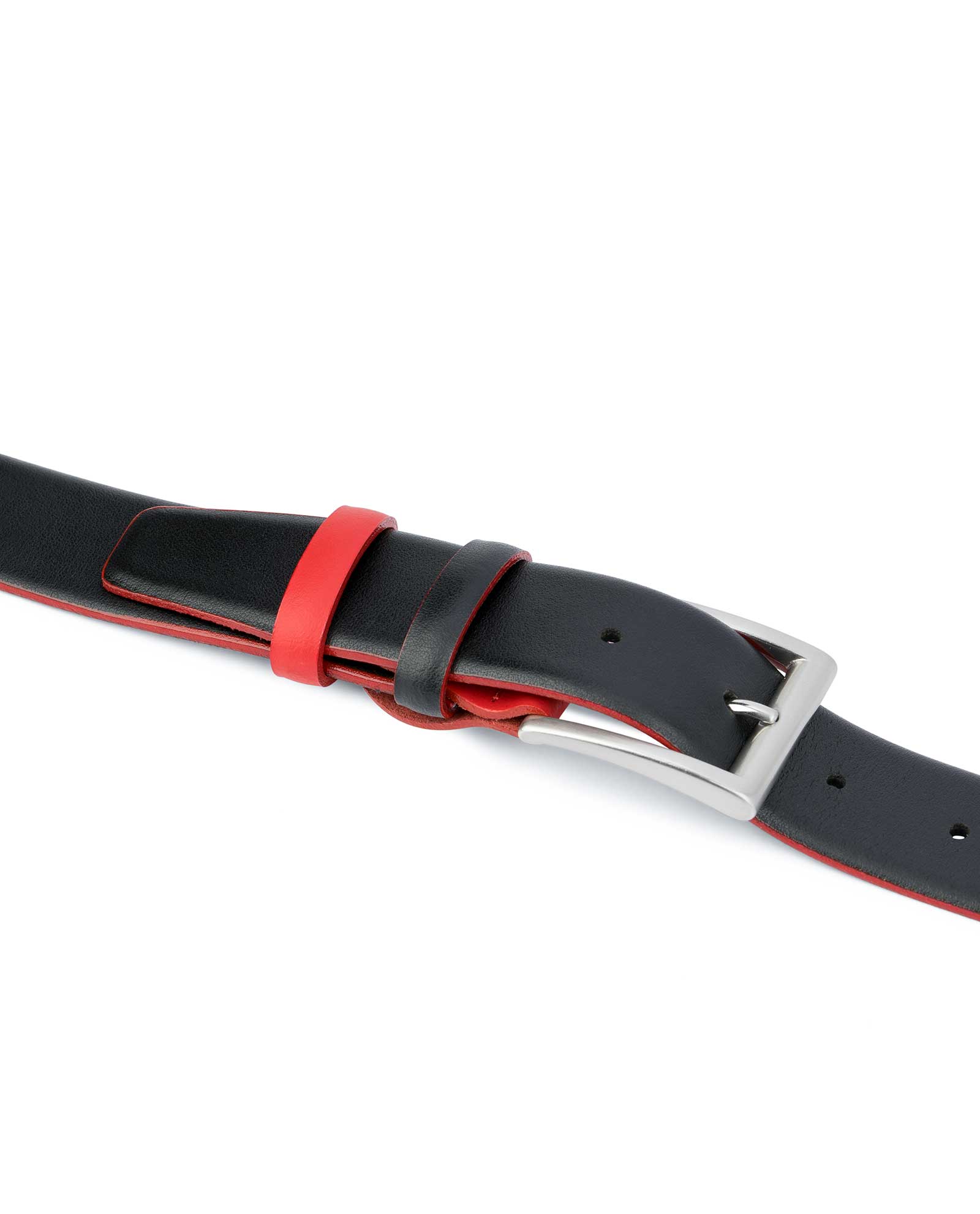 Buy Men's Designer Belt | Black with Red | LeatherBeltsOnline.com