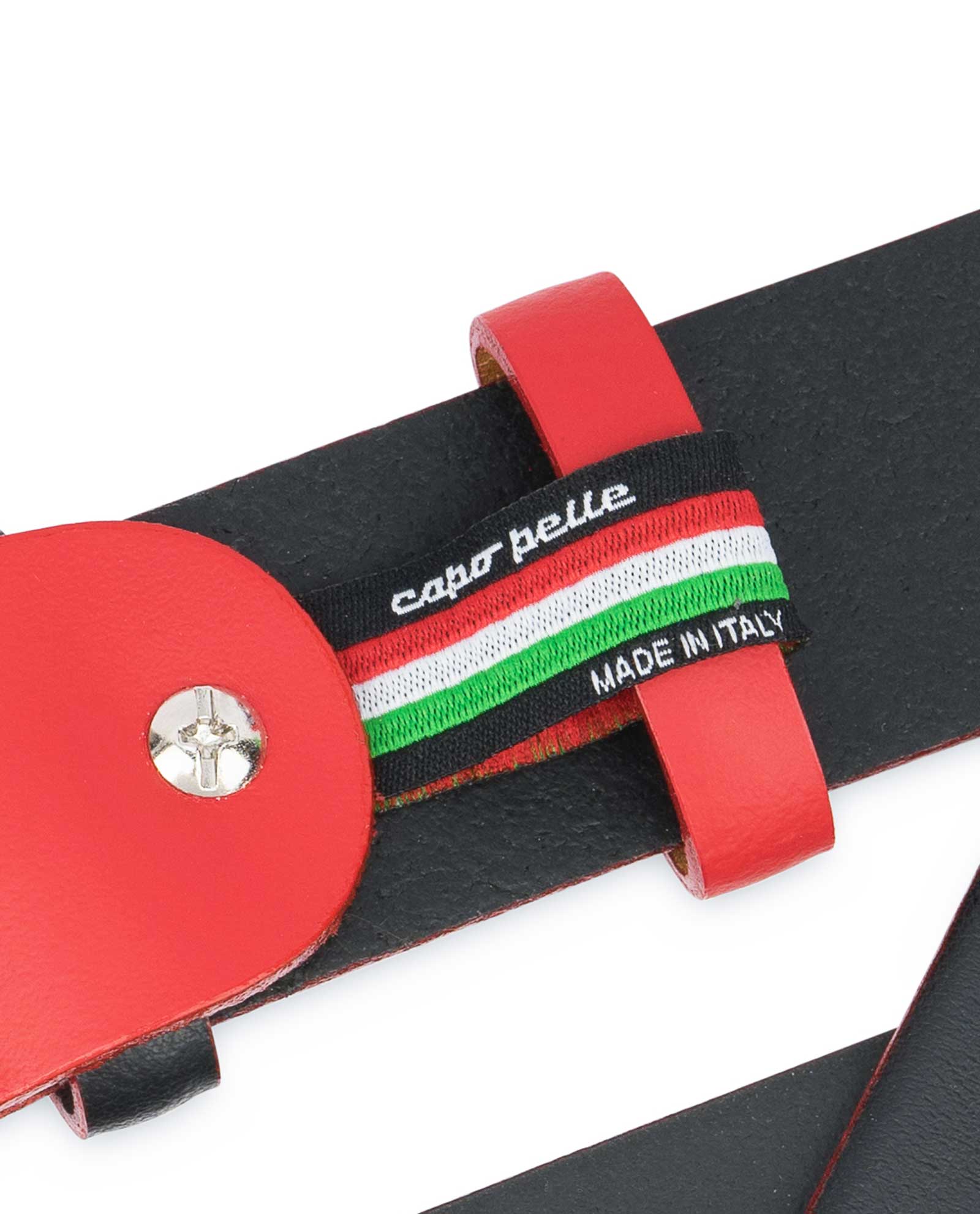 Buy Men's Designer Belt | Black with Red | LeatherBeltsOnline.com