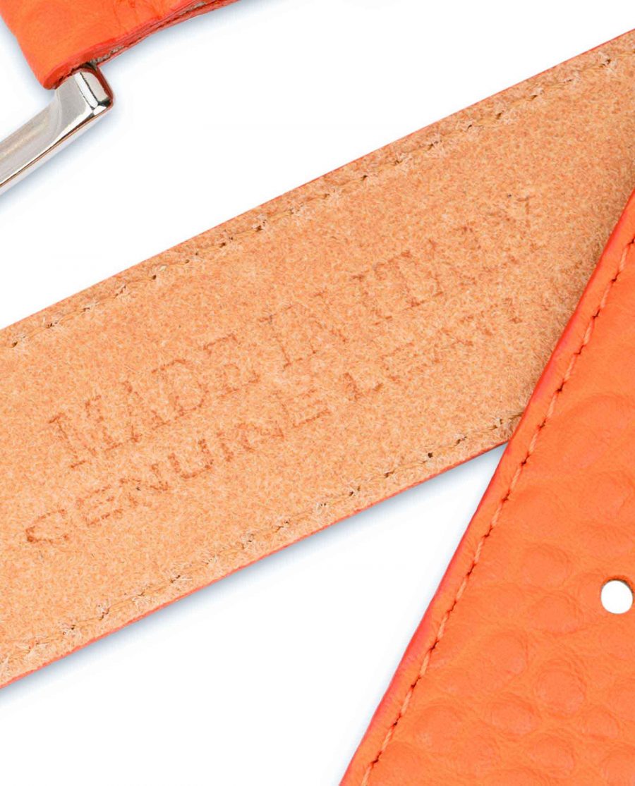Mens-Orange-Belt-Pebbled-Italian-Leather-Made-in-Italy