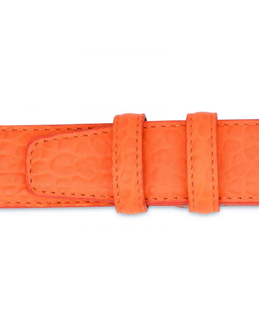 Mens-Orange-Belt-Pebbled-Italian-Leather-Top-quality