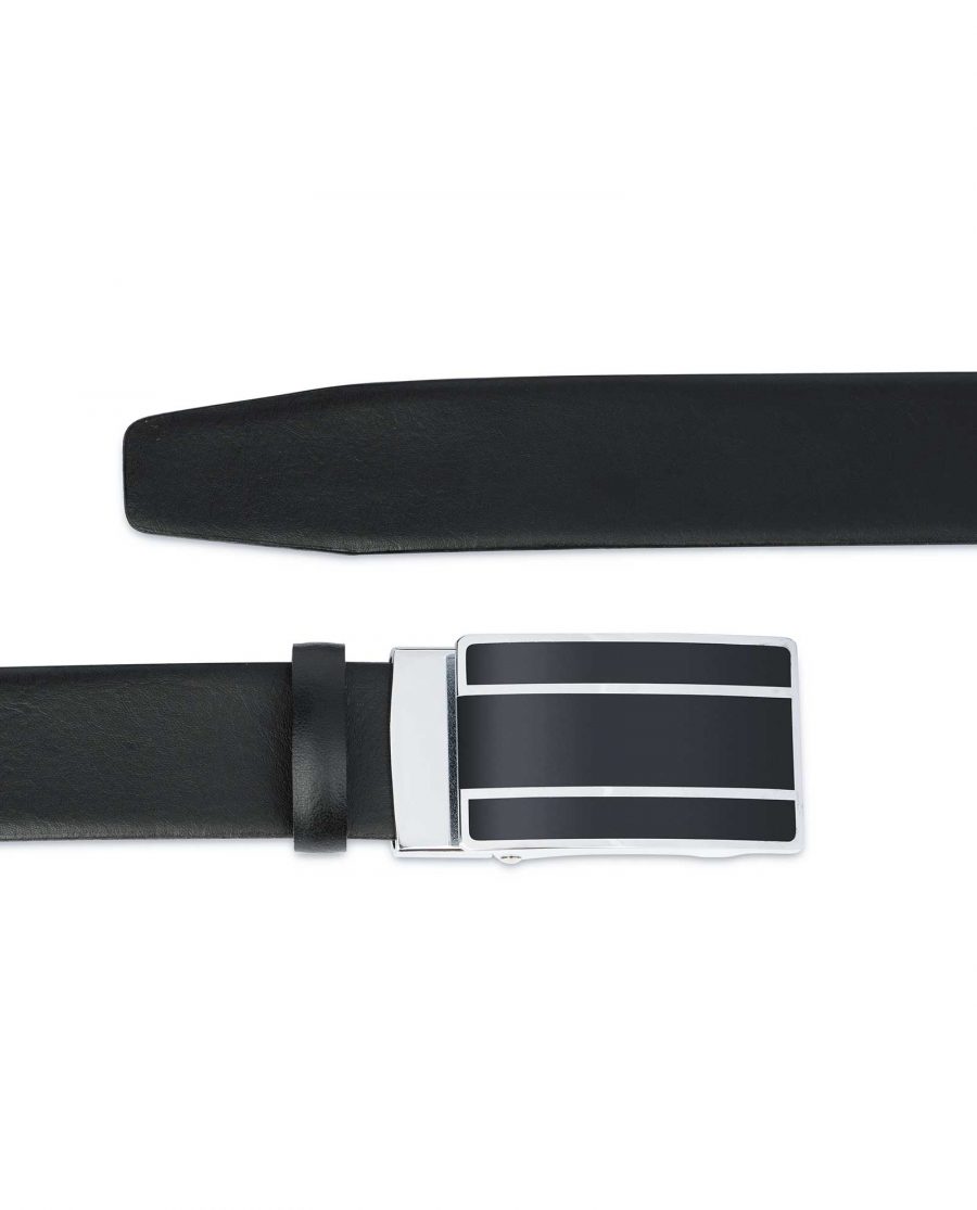 Mens-Ratchet-Belt-Black-Smooth-Leather-Capo-Pelle-Automatic
