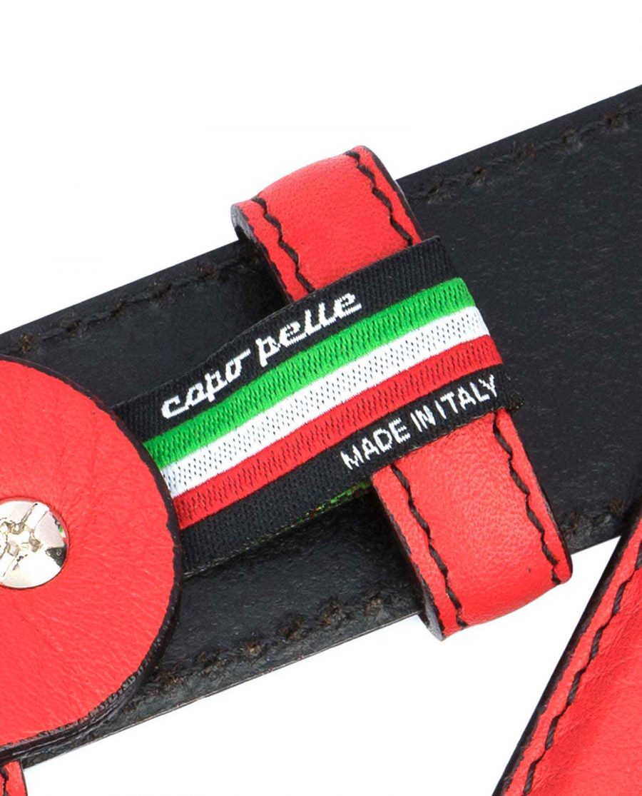 Mens-Red-Leather-Belt-Black-Stitching-Loop-keeper