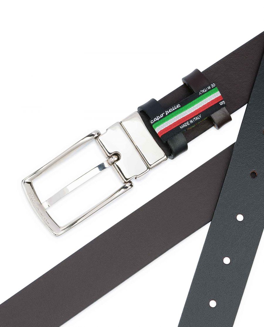 Reversible-Leather-Belt-Mens-Black-Brown-1-1-8-inch-Two-color