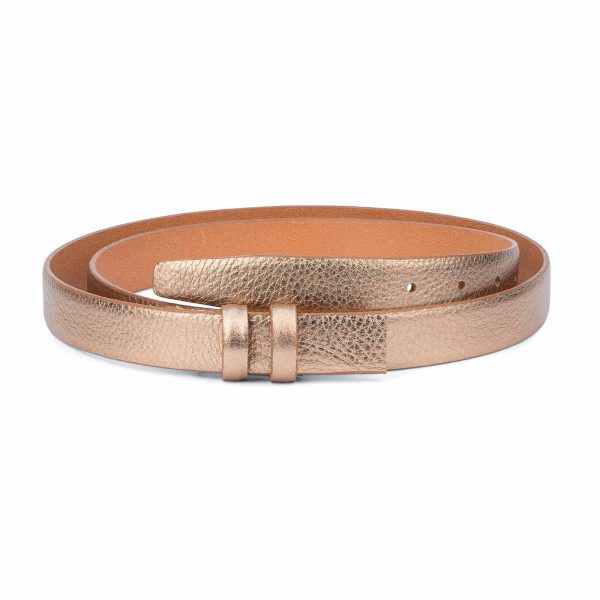 Rose-Gold-Belt-With-No-Buckle-Thin-Leather-Strap-Capo-Pelle