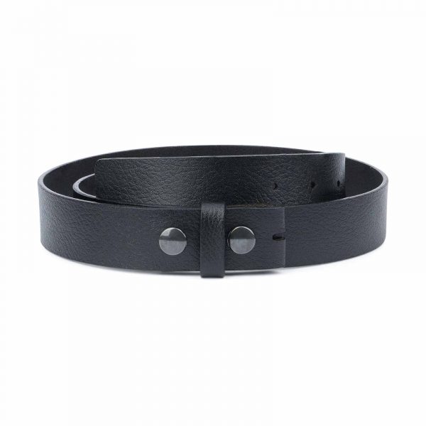 Snap-On-Belt-Without-Buckle-Black-Leather-Strap-1-3-8-inch-Capo-Pelle