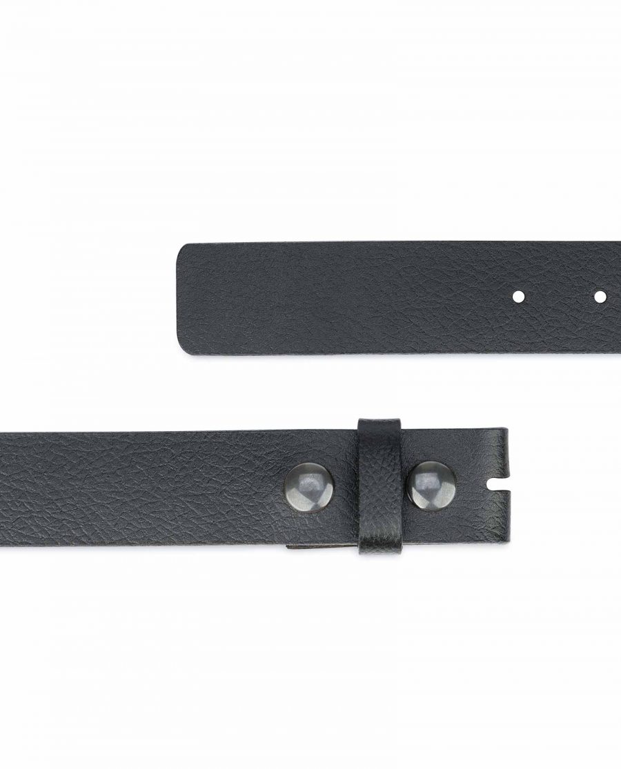Snap On Belt Without Buckle Black Leather Strap 1-3-8-inch Pebbled