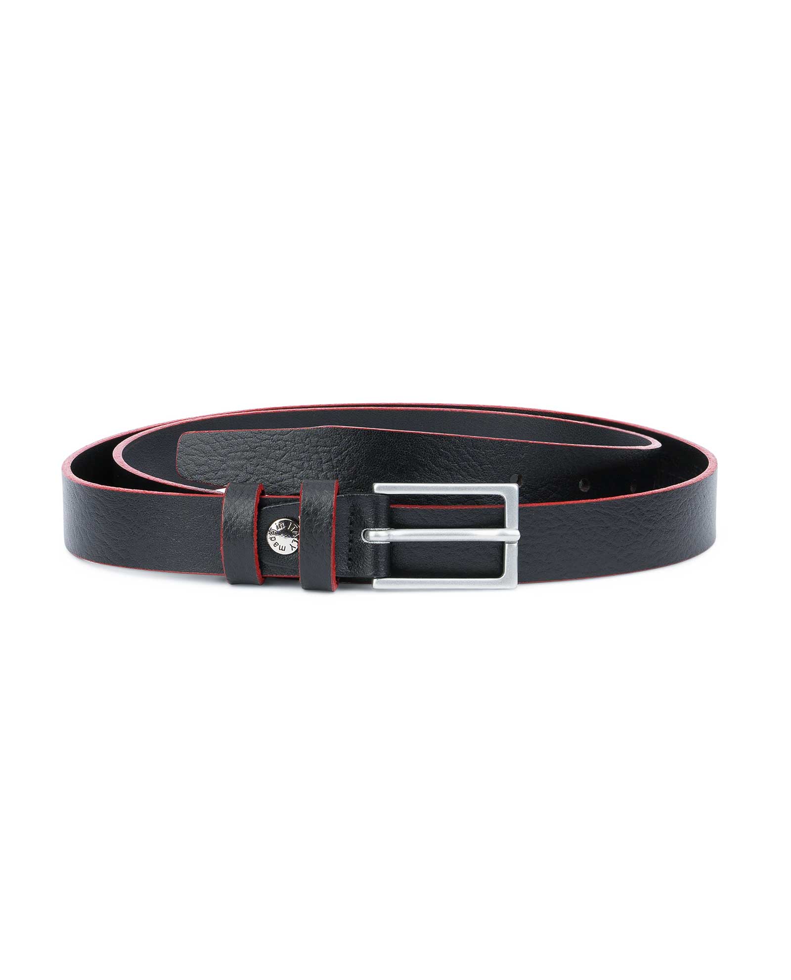Lowlife SWYD Perf Leather Belt in Black Red 