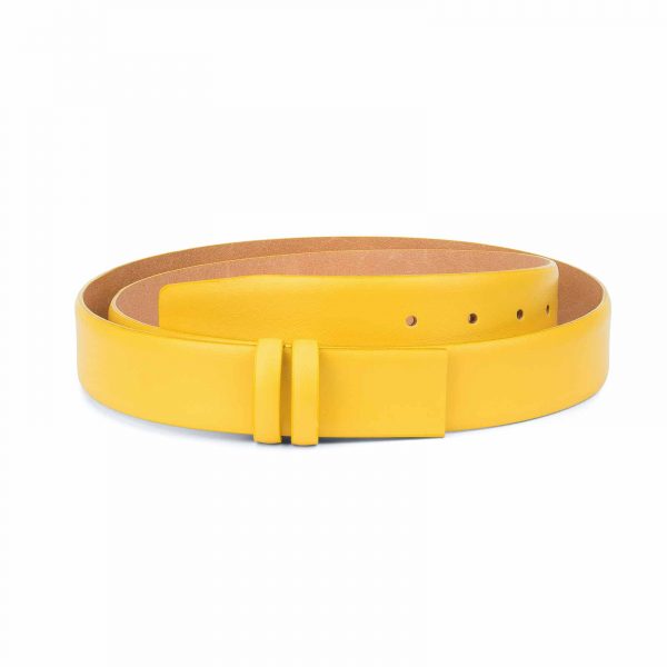 Yellow-Leather-Belt-Strap-Without-Buckle-Capo-Pelle
