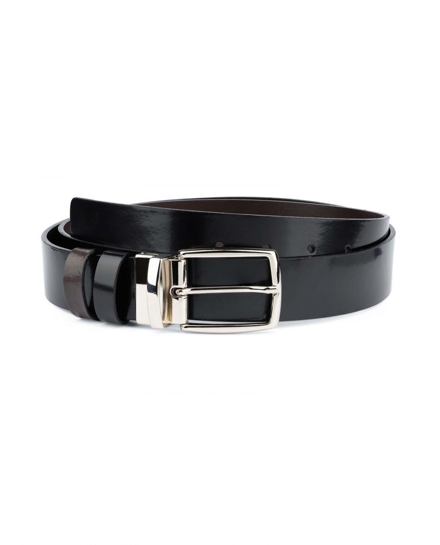 Black Patent Leather Belt Men's Reversible Capo Pelle
