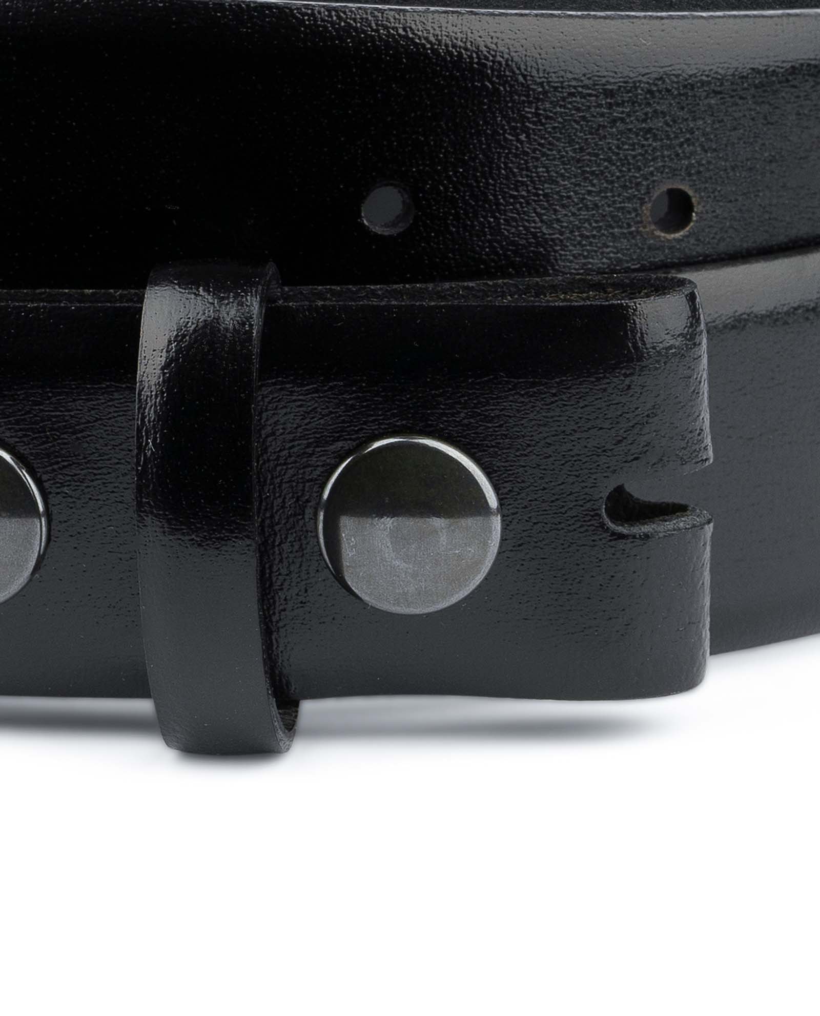 Black leather belt With no buckle Mens belts for buckles Real Smooth Snap on YKK 