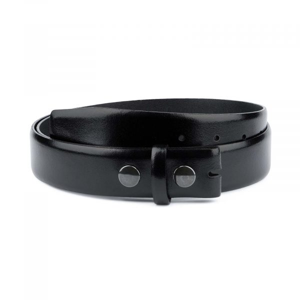 Black-leather-belt-With-no-buckle-Snap-on-Capo-Pelle